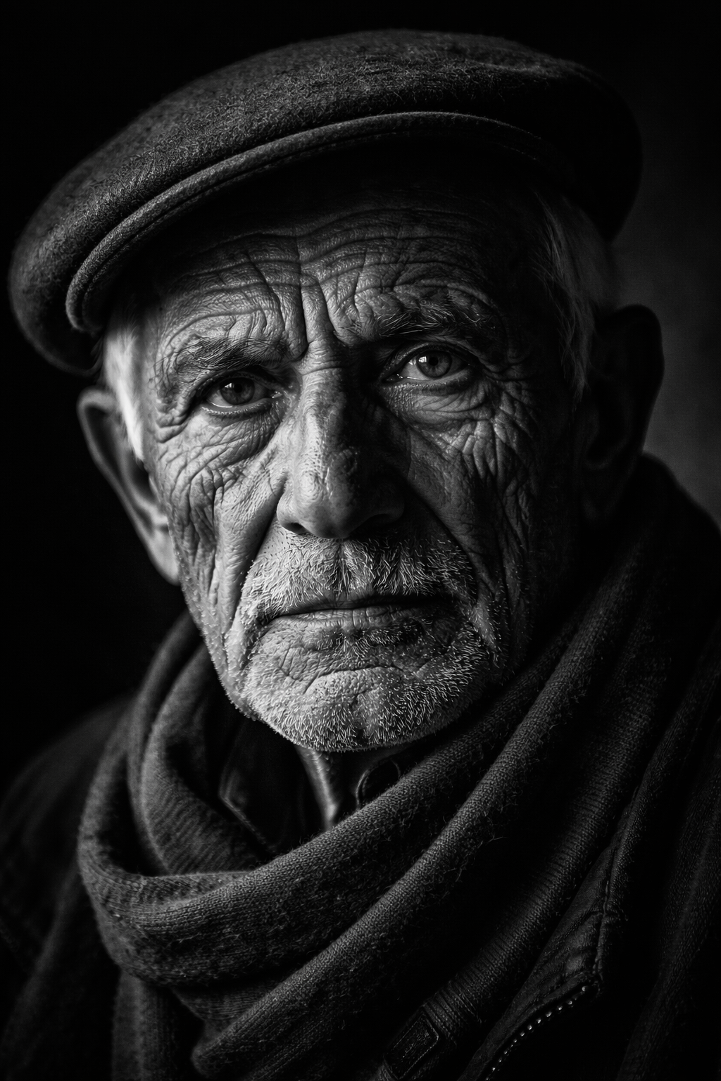 Yuksek kontrastli siyah beyaz portre